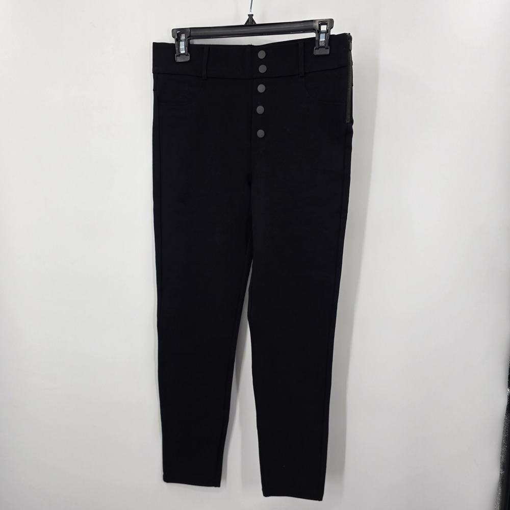 ZARA TRAFALUC Black High‎ Waisted Button Fly Zipper Leggings Women's L